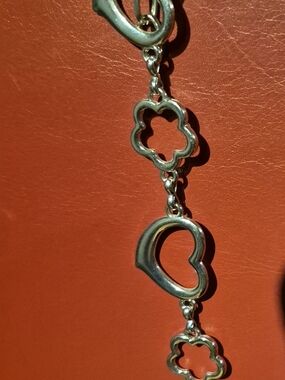 Silver Heart & Flower Dangle Charm Belt -